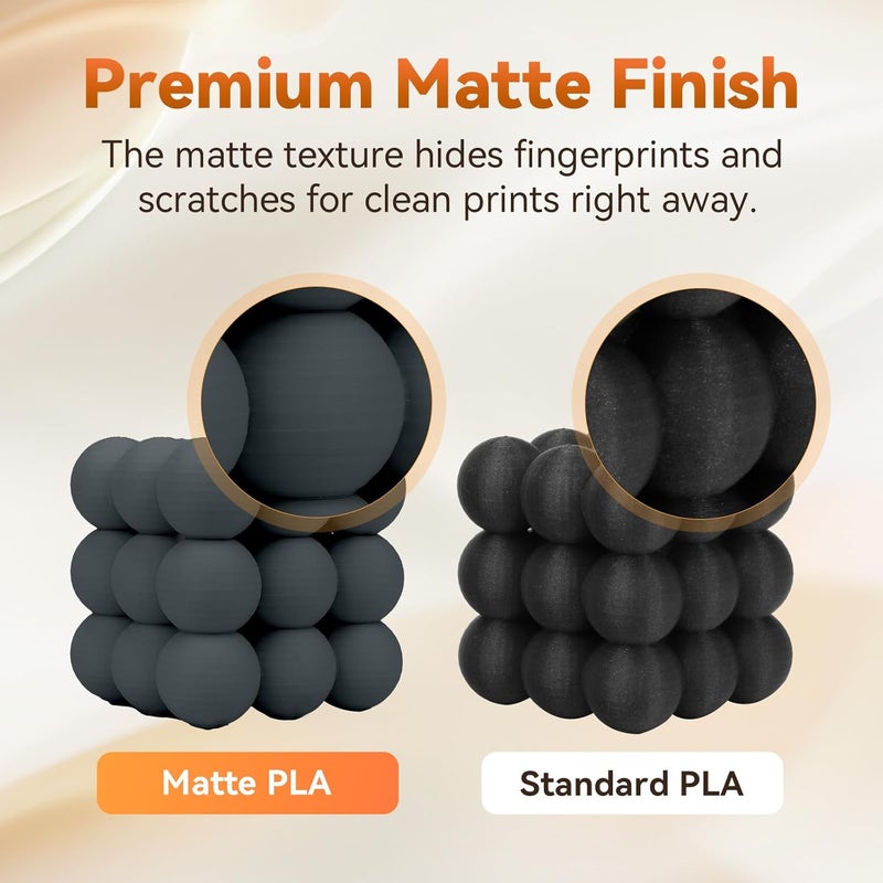 FLASHFORGE PLA Filament 1.75mm +/- 0.02mm, Matte Grey 3D Printer Filament 1kg (2.2lbs) Spool, Excellent Printing Performance, Easy to Use for Most FDM 3D Printers - Image 4